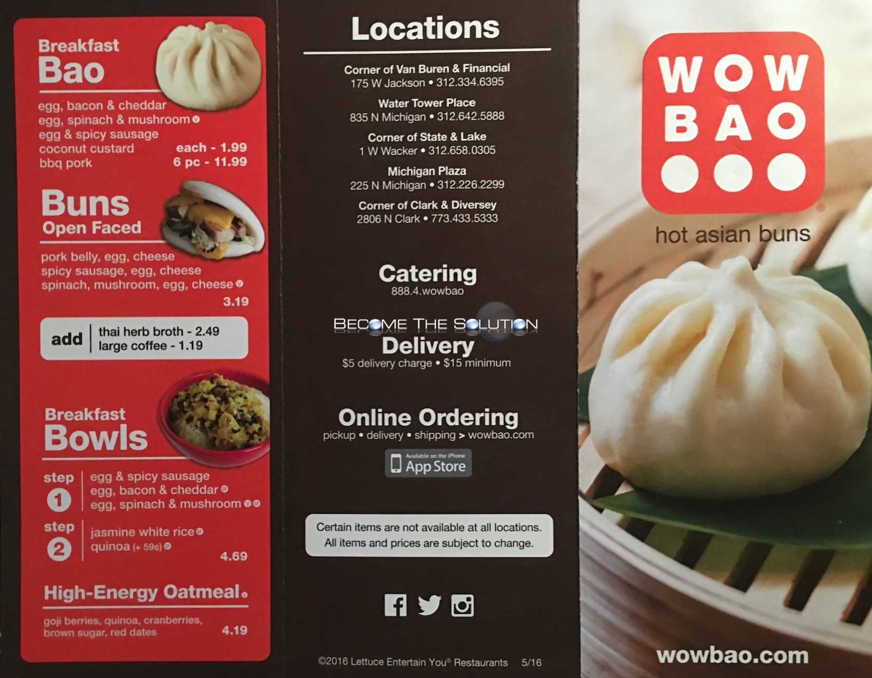 Wow Bao Carry Out Menu Chicago (Scanned Menu With Prices)